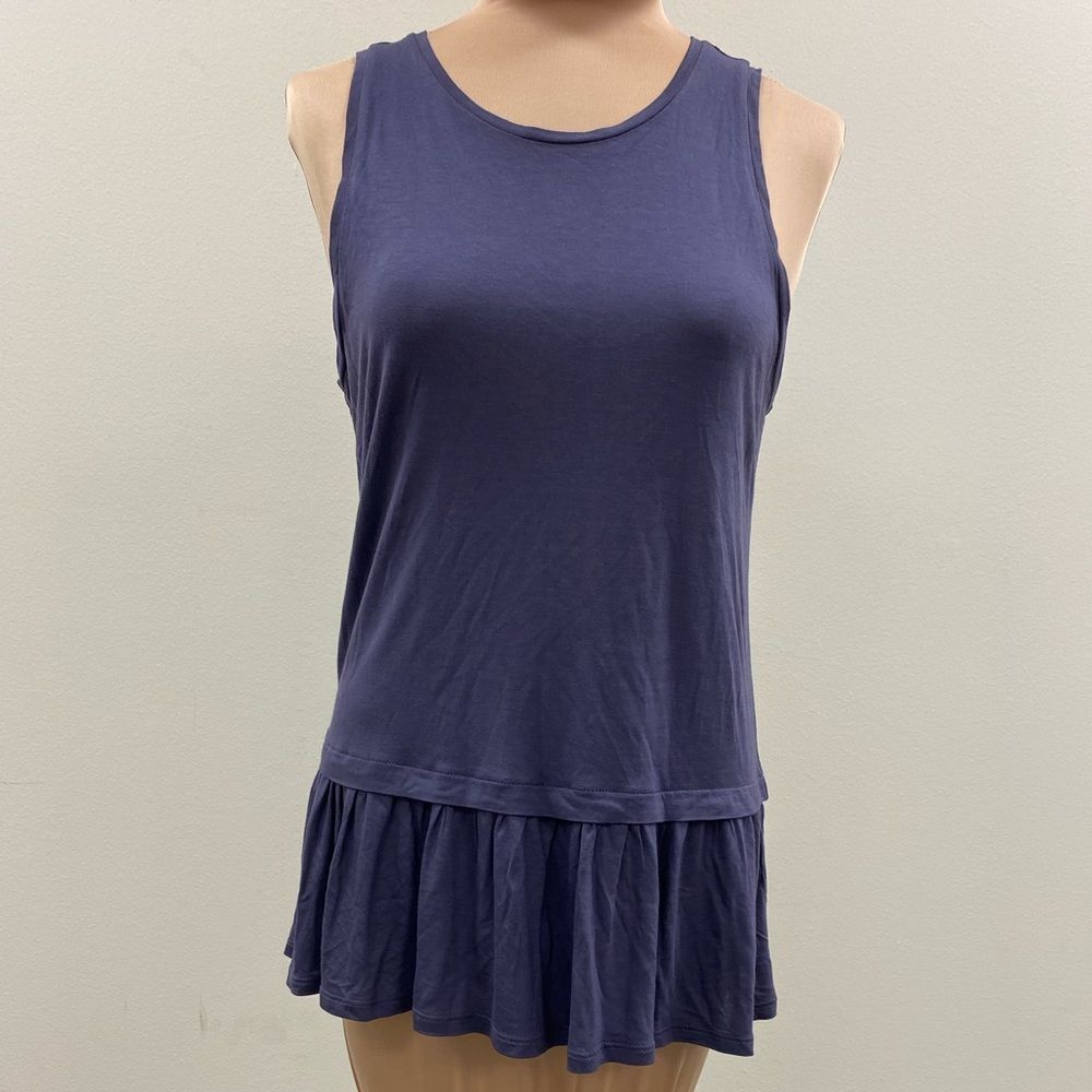 ANN Taylor Loft dusty purple‎ sleeveless drop waist ruffle bottom tunic tank